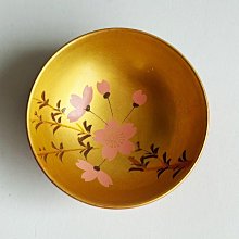 棗　銀杏　会津塗　金箔　花押 嚴選日本會津塗櫻花蒔繪金箔大漆茶杯.杯，品相極佳口徑6.7公分高3公分