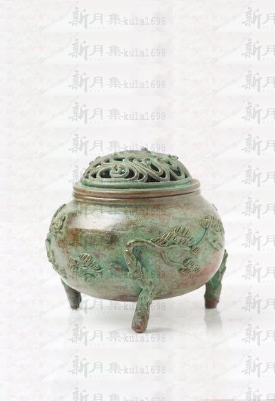 新月集】日本高岡銅製.傳統工藝師須賀月芳作~三友文銅器香爐