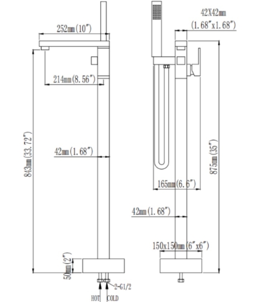 【麗室衛浴】 獨立式浴缸龍頭 落地浴缸龍頭 煙燻黑 / 消光黑 LS-51001B product image 2