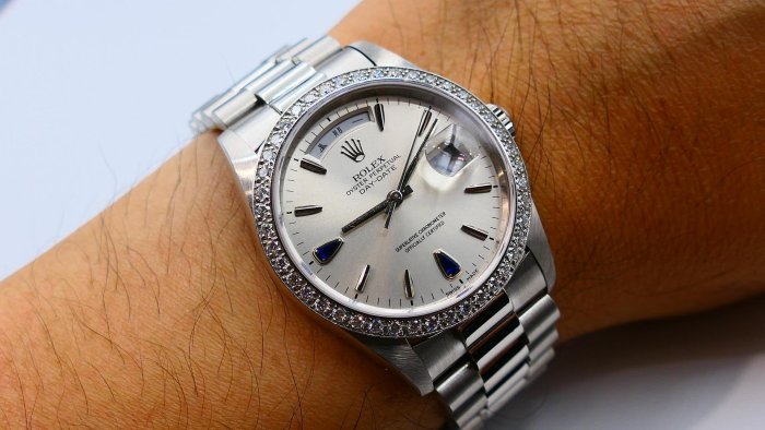 【美好時光】收藏近新品盒單全!勞力士ROLEX頂級鉑金款18346搭配罕見藍寶石淚滴鑽!( 18239 118239參考)