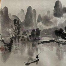 徐悲鴻的漓江春雨榮寶齋木板水印原裝裱有標簽北方干燥地桿有輕微彎曲品