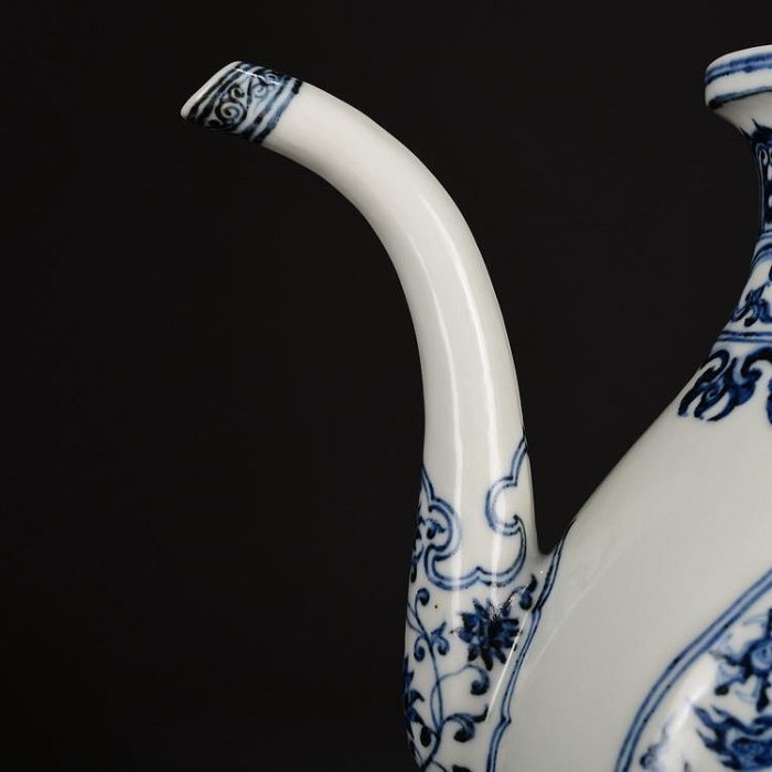 清宮遺落民間舊藏珍藏真精稀高22cm 長23cm明永樂青花雲龍紋執壺