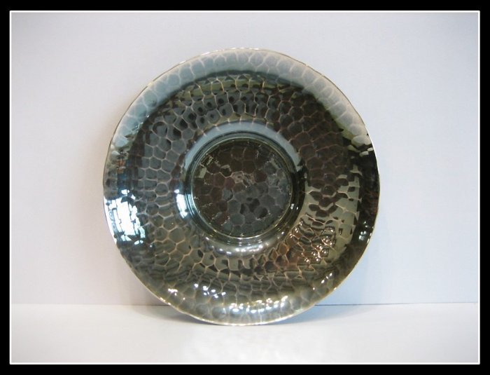 勇福堂》】日本茶道具－松榮堂造【純銀鎚目圓式茶托5客】共箱－重386