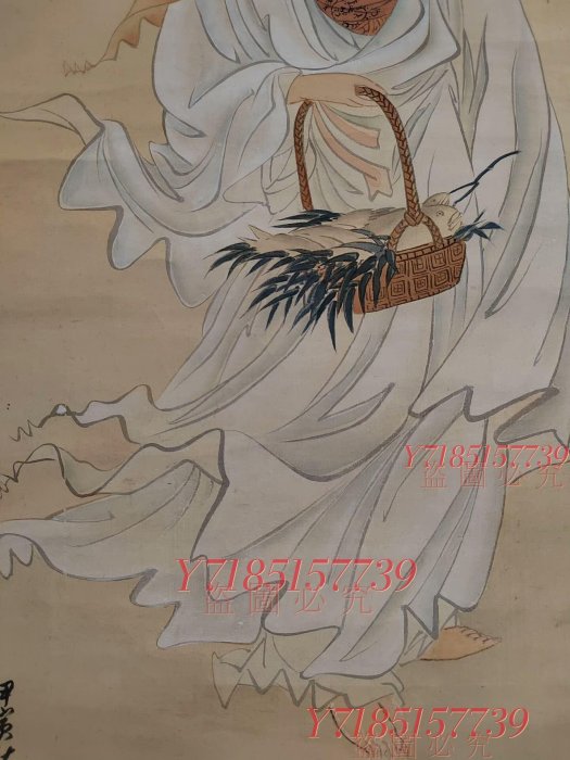 石井金陵(1842-1926) 白衣魚籃觀音圖佛畫禪畫手繪掛畫書法裝飾| Yahoo拍賣