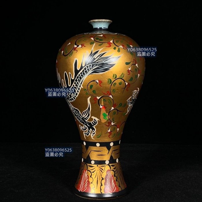 宋汝窯青龍寺御製款彩繪龍紋梅瓶，高29直徑14cm，4001643 官窯汝瓷建窯