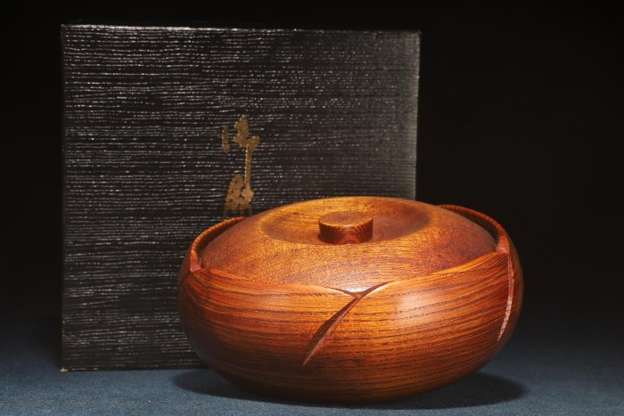 MA244 時代漆器 輪島塗 牡丹雀金蒔絵 梨地 輪島塗 茶櫃 木製漆器 牡丹彫