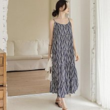 Bellee 正韓 夏季度假小樹葉細肩混紡洋裝 (2色) 【0723-20】