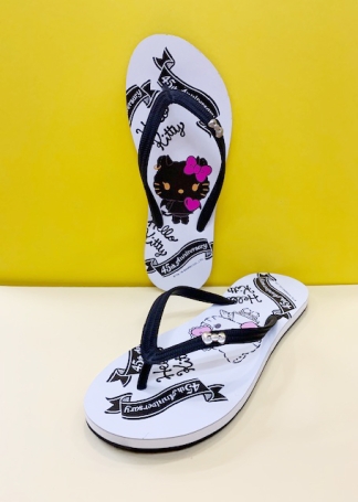 【震撼精品百貨】Hello Kitty 凱蒂貓~台灣製Hello kitty正版成人45週年限定款夾腳拖鞋-白色#19122