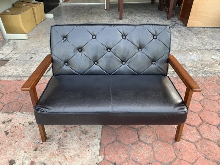 香榭二手家具*全新精品 美軍風復古二人座 皮革沙發椅-辦公沙發-客廳沙發-接待椅-工業風皮沙發-兩人座沙發-雙人座沙發