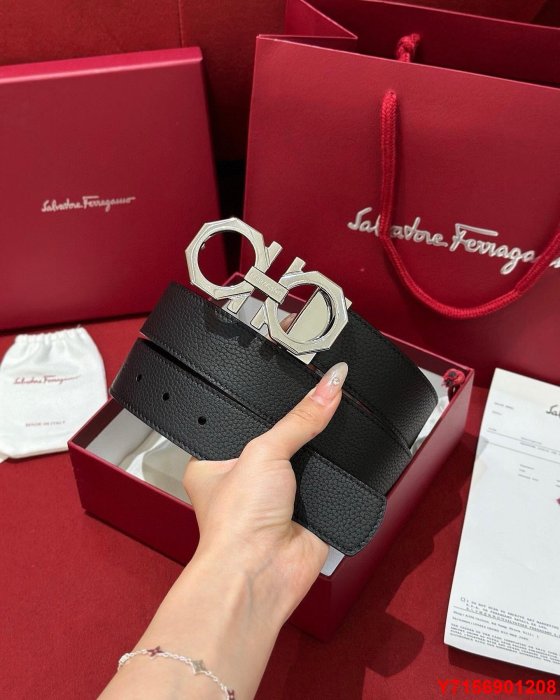 菲拉格慕皮帶 FERRAGAMO 菲拉格慕腰帶 男士荔枝紋雙面頭層牛皮 菲拉格慕（FERRAGAMO