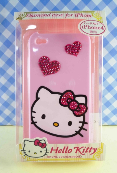 【震撼精品百貨】Hello Kitty 凱蒂貓~HELLO KITTY iPhone4貼鑽手機殼-粉愛心