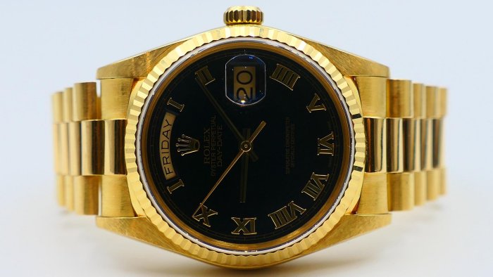 【美好時光】ROLEX勞力士罕見近庫存新品品相18038盒單全金字塔面超美品!( 1803 18238參考)