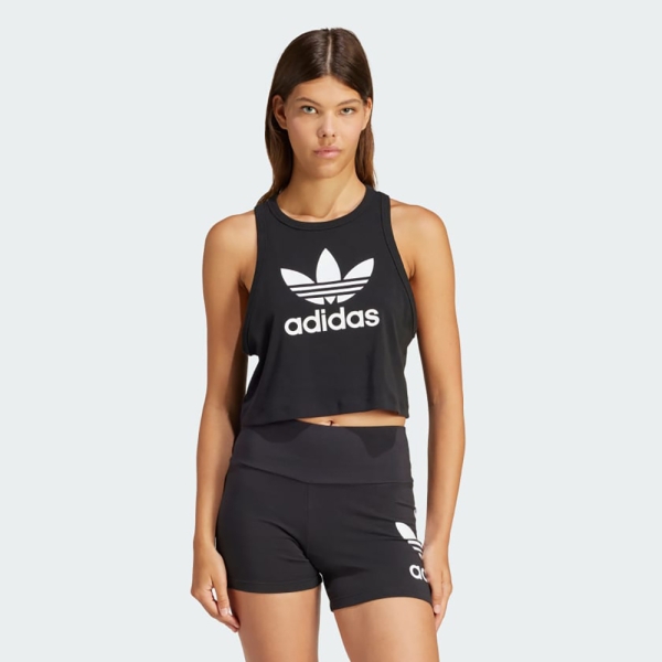 adidas TREFOIL TANK 三葉草 上衣 女款 運動背心 短版 黑 IU0067