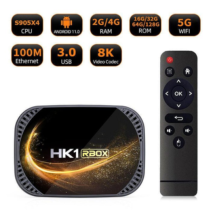 【暢銷】hk1 rbox x4s機頂盒S905X4 4G128G 8k雙頻網絡高清播放器安卓11