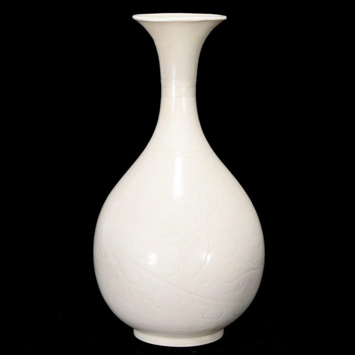 宋定窯刻花卉紋玉壺春瓶，高25.4釐米，直徑13釐米，200306 建窯瓷器官