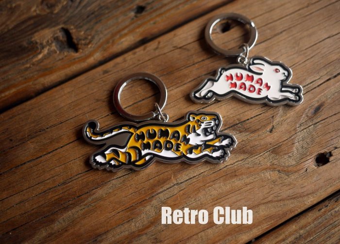 Retro CLUB【一元起標】【二手】日本潮牌 HUMAN MADE ANIMAL KEYCHAIN 兔子 老虎 雙面金屬鑰匙圈 兩件一起販 ...