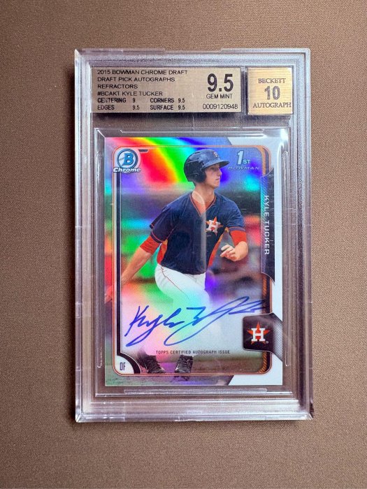 🔥鑑定亮簽！【Kyle Tucker】2015 Bowman Chrome Draft 休士頓太空人（現洛杉磯道奇） 1st新秀銀亮簽 BGS9.5/10-H