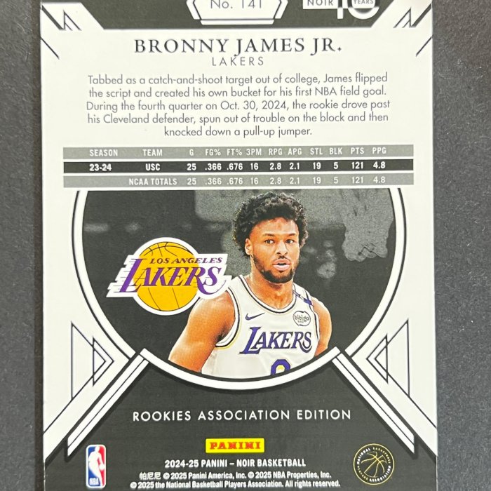限量/99 Bronny James Jr NOIR 黑國寶2024-25 新人RC 358 | Yahoo拍賣