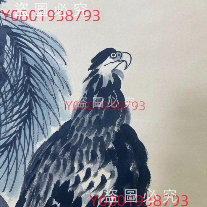 齊白石松鷹圖，四尺中堂純手繪，工筆畫法，攝裝裱尺寸：213*74cm左右