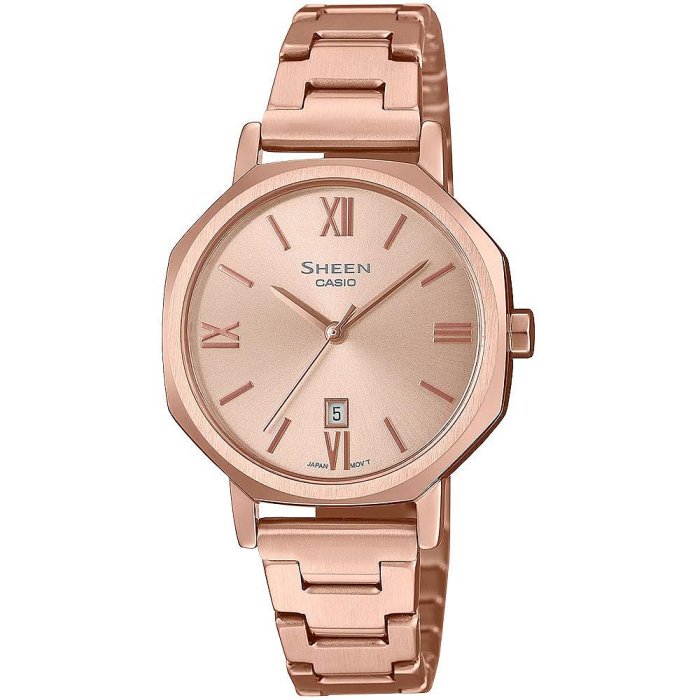 CASIO 卡西歐 SHEEN 八角形鍊帶女錶 SHE-4554PG-4A