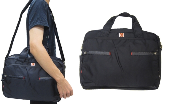 ~雪黛屋~eeBag 公事包中容量可A4資料夾主袋+外袋共四層15吋電腦高單數進口防水尼龍布HEB0221
