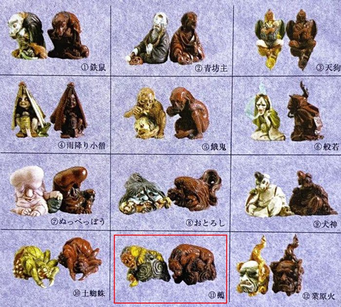 KAIYODO 海洋堂~ 百鬼夜行妖怪根付陰之卷-鵺+ 陽之卷-文福茶釜/鎌鼬- 3