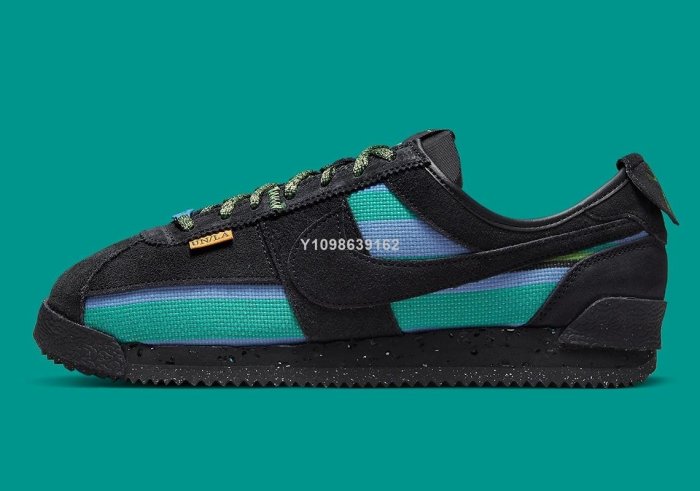 【代購】Union x Nike Cortez 黑藍綠經典休閒滑板鞋DR1413-001
