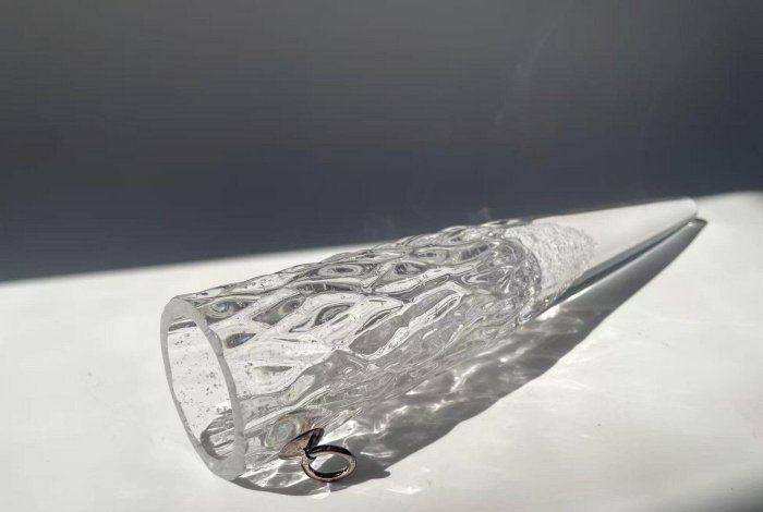 北村真一宇吹硝子花器全新原盒掛花入つらら銀制配件6cm直徑30cm 花道