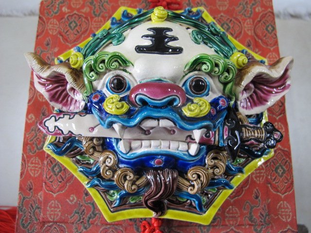 両獅子　置物　智盧　陶光　林智信　交趾焼　陶磁器　台湾交趾 急須 豚形 智盧 陶光 林智信 林俊亨作 交趾焼 陶磁器 台湾交趾