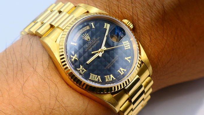 【美好時光】ROLEX勞力士罕見近庫存新品品相18038盒單全金字塔面超美品!( 1803 18238參考)