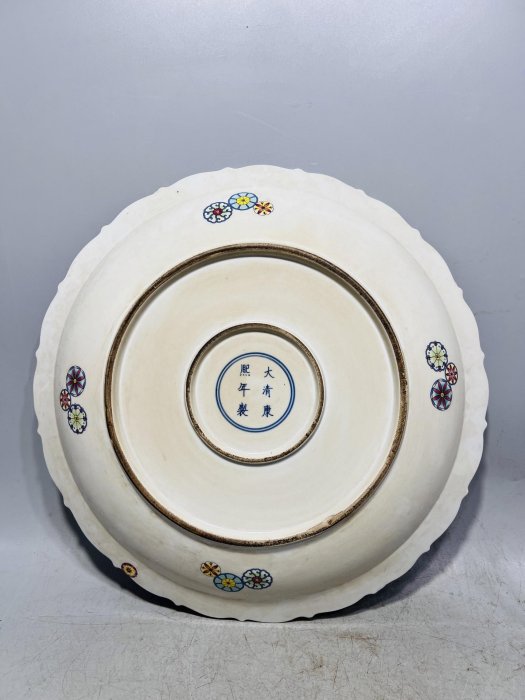 清～粉彩繁花似錦皮球花紋大盤子一0，尺寸如圖87622禦窯、 青花、古玩