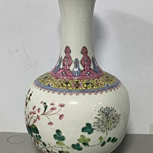 民國洪憲粉彩花卉玉瓶高39公分手繪藝術珍品古董收藏陶瓷精品瓷器古董洪