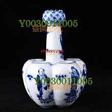 清康熙翠毛藍青花八仙故事紋蓮花五管瓶規格24.5*16厘米406 瓷器青花汝