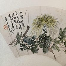 陳半丁  花卉圖 陳半丁花卉扇面，紙本，設色，尺寸約19×52cm。陳半丁（1876-1970