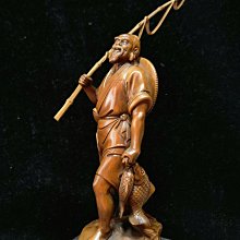 黃楊木雕~魚翁，高17直徑8公分，重約178克，品相，雕刻精美，無瑕疵