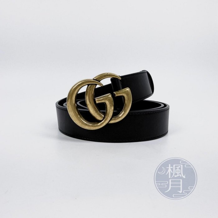 【一元起標 9/22】GUCCI 414516 黑 GG皮帶 #95
