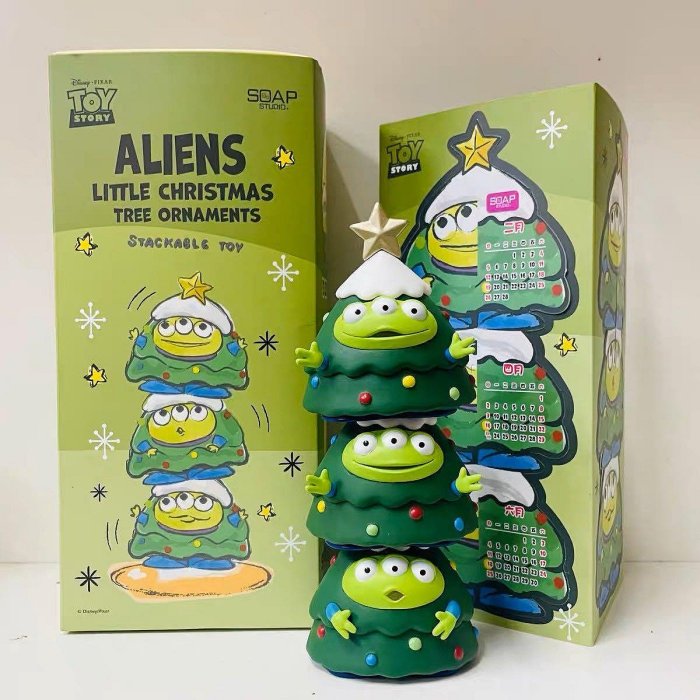 PIXAR 皮克斯 聖誕樹 疊疊樂 玩具總動員 Disney 迪士尼 三眼怪 三眼仔 披薩星球 聖誕節 公仔 擺件