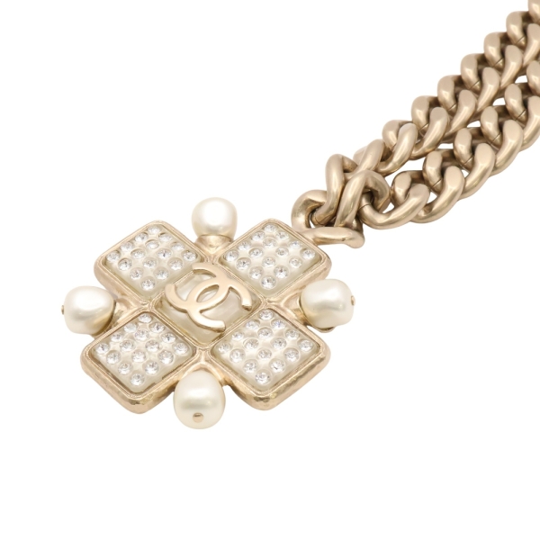CHANEL 香奈兒 CC 粗鍊 項鍊 金屬 水鑽 珍珠 A22-S 【二手名牌BRAND OFF】