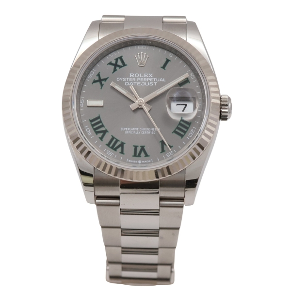 ROLEX 勞力士 Datejust 36 腕錶 石板灰 Wimbledon 錶盤 不鏽鋼／白金 126234 【二手名牌BRAND OFF】