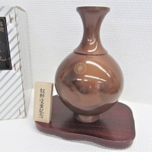 日本古漾】222701 日本銅花瓶峰雲作鶴絵叙勲受賞記念菊紋未使用