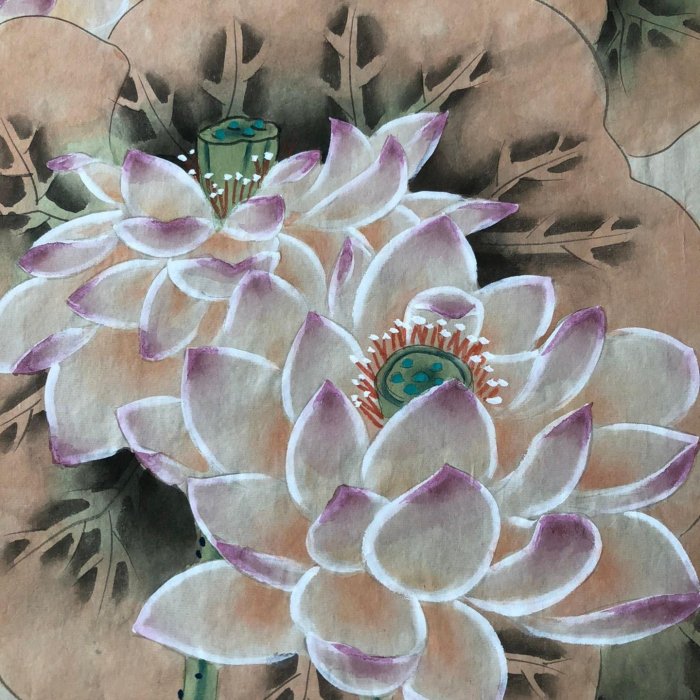 Z284【陸小曼】花鳥，四尺豎幅純手繪作品尺寸約：130*70厘米未裝裱，帶