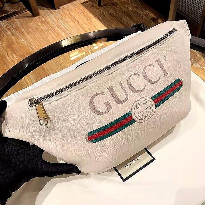 正品 GUCCI 493869 腰包 牛皮 綠紅綠 WEB 白色 胸口包 正品現貨