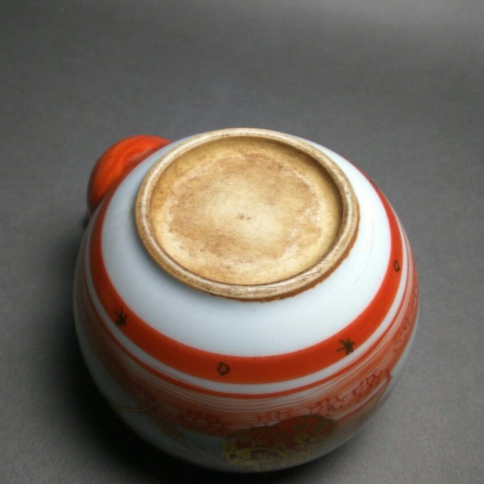 日本早期.昭和.九谷燒.赤繪金彩急須六件一組含木箱.有落款.完整無嗑裂