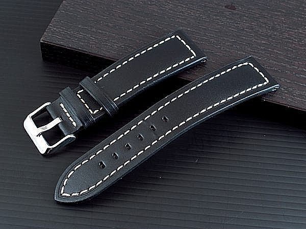 pilot 20mm收18mm可替代hamilton seiko BREITLING原廠錶帶之平面無紋真牛皮軍風錶帶