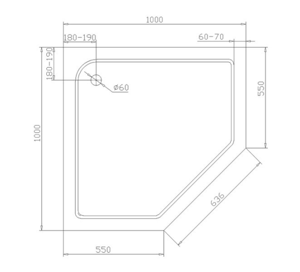【麗室衛浴】五角型 100*100*14CM 壓克力底盆 B-508 product lightbox image 4
