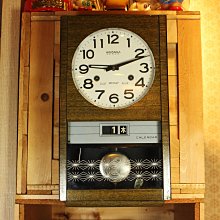 桑園の】日本絕版古物AIKOSHA 愛工舍30DAY 日時計實木框機械發條鐘