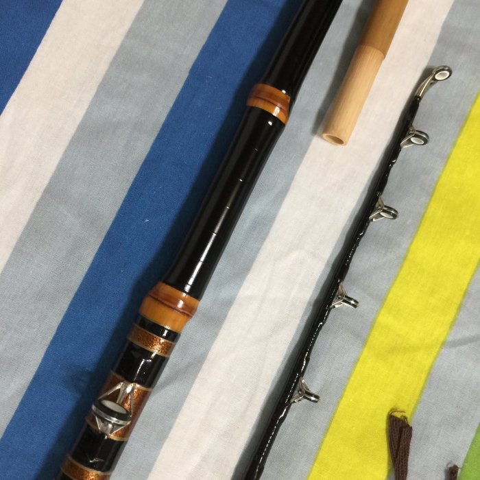 日本製頂級鯨穗調竹竿江戶和竿名師手作小物並繼船竿154cm 五尺多黑鯛竿