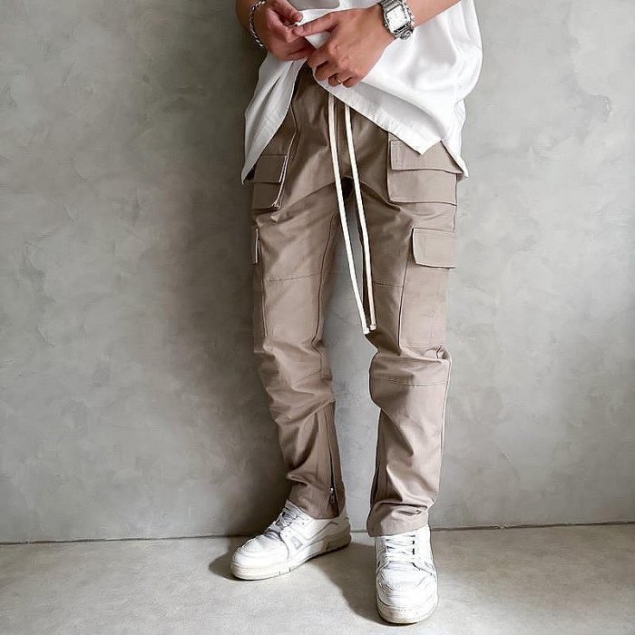 SKPN Cotton-Canvas Cargo Pants 竹節紋 工作褲 工裝 抽繩 長褲