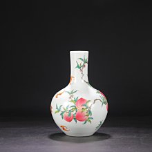 【大幅値下げ中 / 生前整理】 大清乾隆年製粉彩福寿九桃天球瓶高さ53.5cm 舊藏清代乾隆粉彩九桃福壽紋大天球瓶尺寸高33公分口徑7公分肚徑21公分