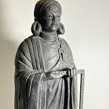 古玩輕鬆拍】老日本金工家板坂辰治作落款銅製(聖徳太子像)聖德太子像